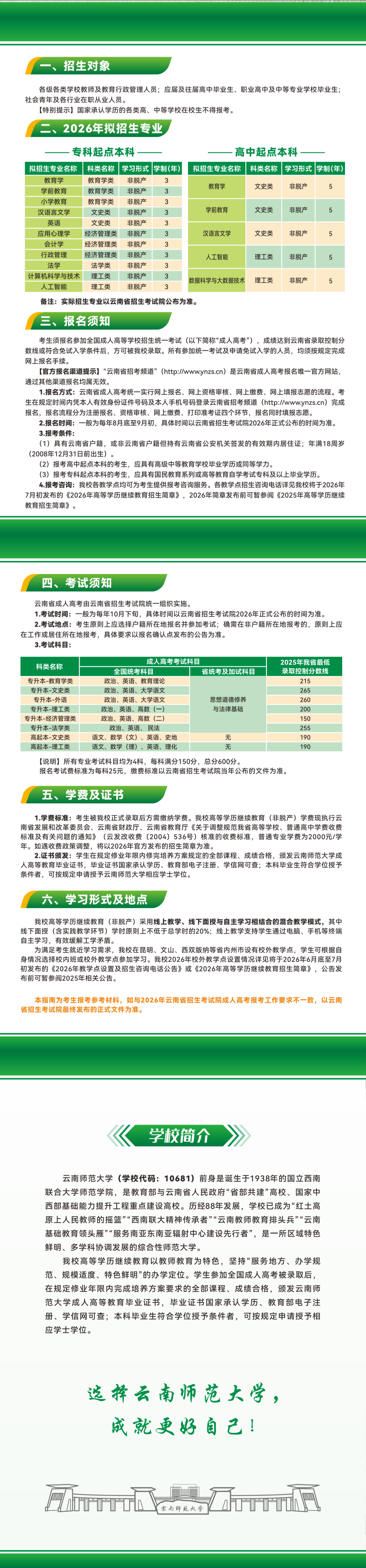 云南师范大学高等学历继续教育2026年报考指南