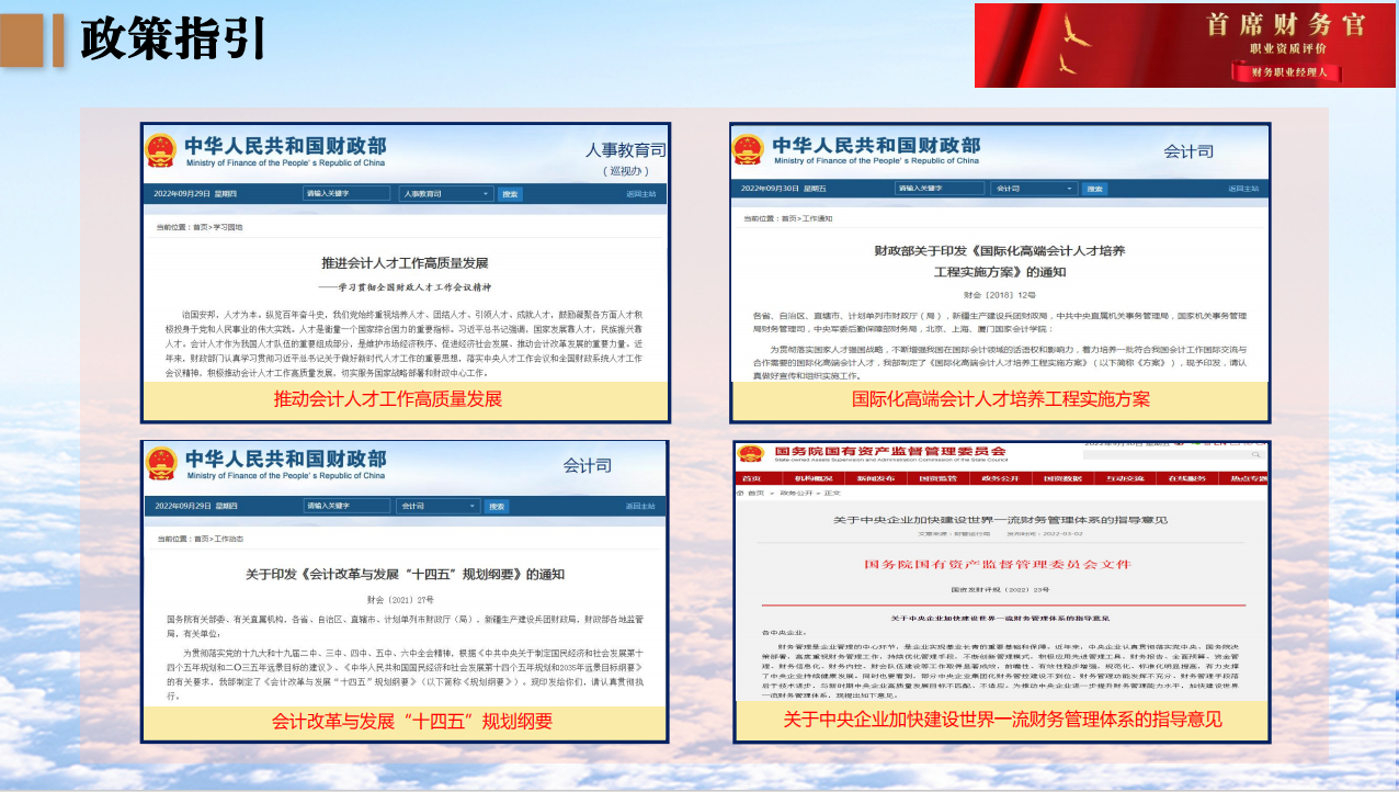 首席财务官职业资质评价+财务职业经理人（高级）